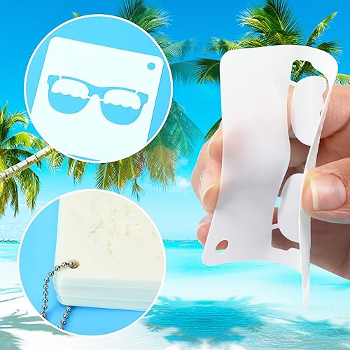 Miniatura 3 de Augshy Plantillas de playa, paquete de 56 plantillas de playa de verano, plantillas de madera hawaiana de vida oceánica para álbumes de recortes,