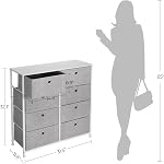 SONGMICS BELLAH Collection - Chest of Drawers, Storage Unit with 8 Easy Pull Fabric Drawers, Dresser, Organiser Unit with Metal Frame, Tabletop, for Closet, Grey ULTS24W