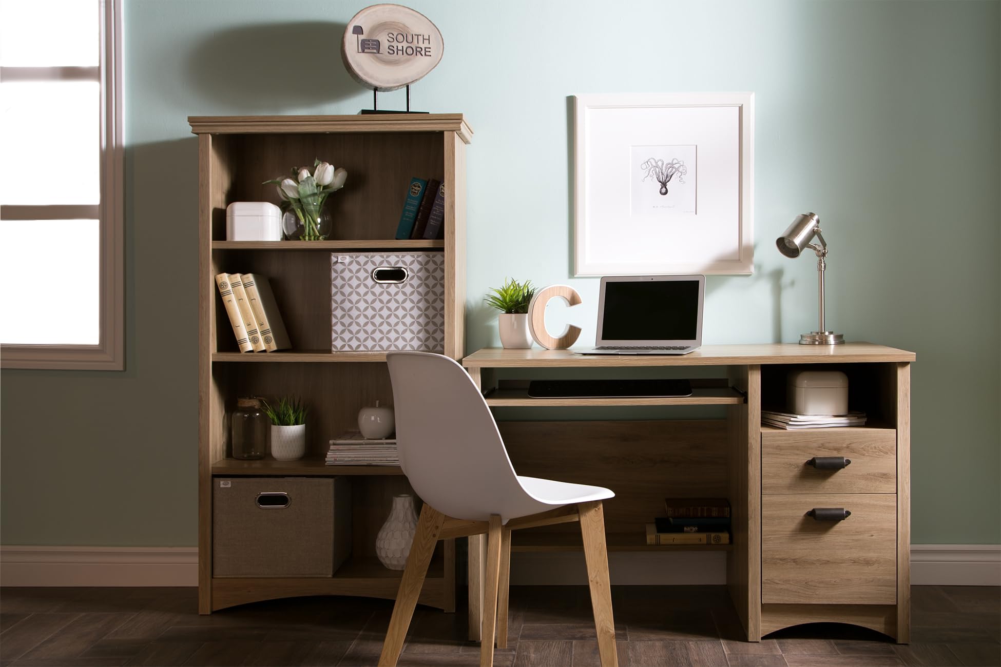 South Shore Gascony Desk Rustic Oak, Traditional