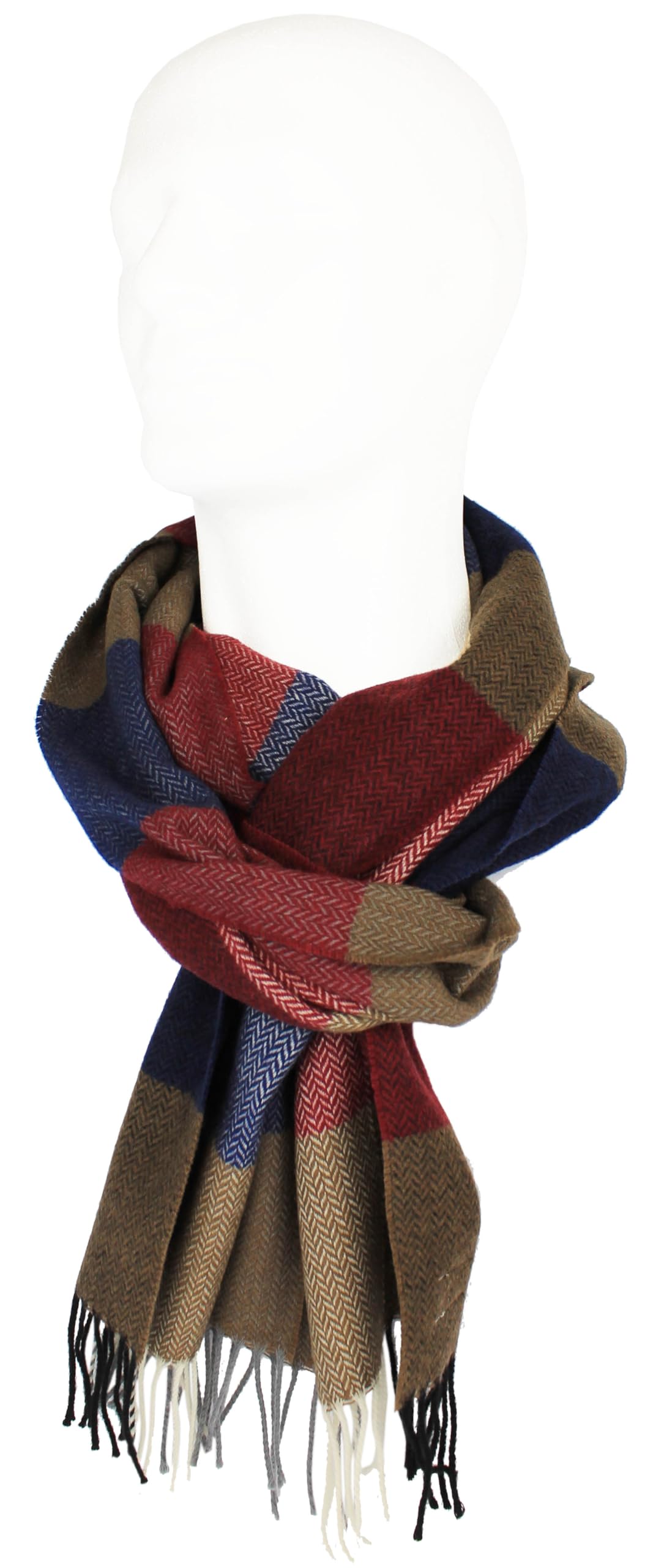 Rotfuchs Sciarpa sciarpa uomo sciarpa invernale sciarpa calda e morbida lana check multicolore Made in Germany (30 x 185 cm, rosso beige blu)