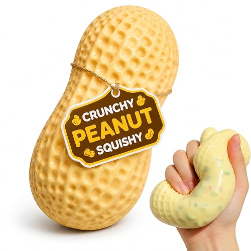 Crunchy Peanut Squishy ASMR Squeeze Stress Relief Fidget for Adults | Crunchy ASMR Experience, Soft Flexible Texture, Satisfying Hand Squeeze for Relaxation, Office Desk Accessory and Adult Gift