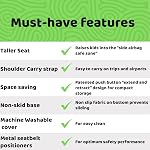 BubbleBum Teleport Backless Booster Car Seat, Baby Booster Booster Seat for Car 40-100 lbs, Telescopic Portable Car Seat, Ideal for Daily Use and Foldable for Travel, 4 Years Old+Child