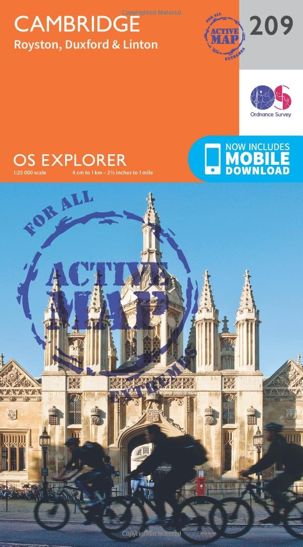 Cambridge Map | Weatherproof | Royston, Duxford & Linton | Ordnance Survey | OS Explorer Active Map 209 | England | Walks | Hiking | Maps | Adventure