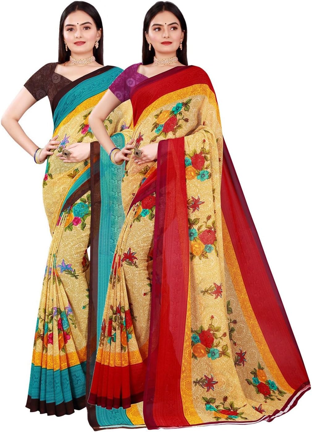 Damskie pomarańczowe sari - 18472590-CVO