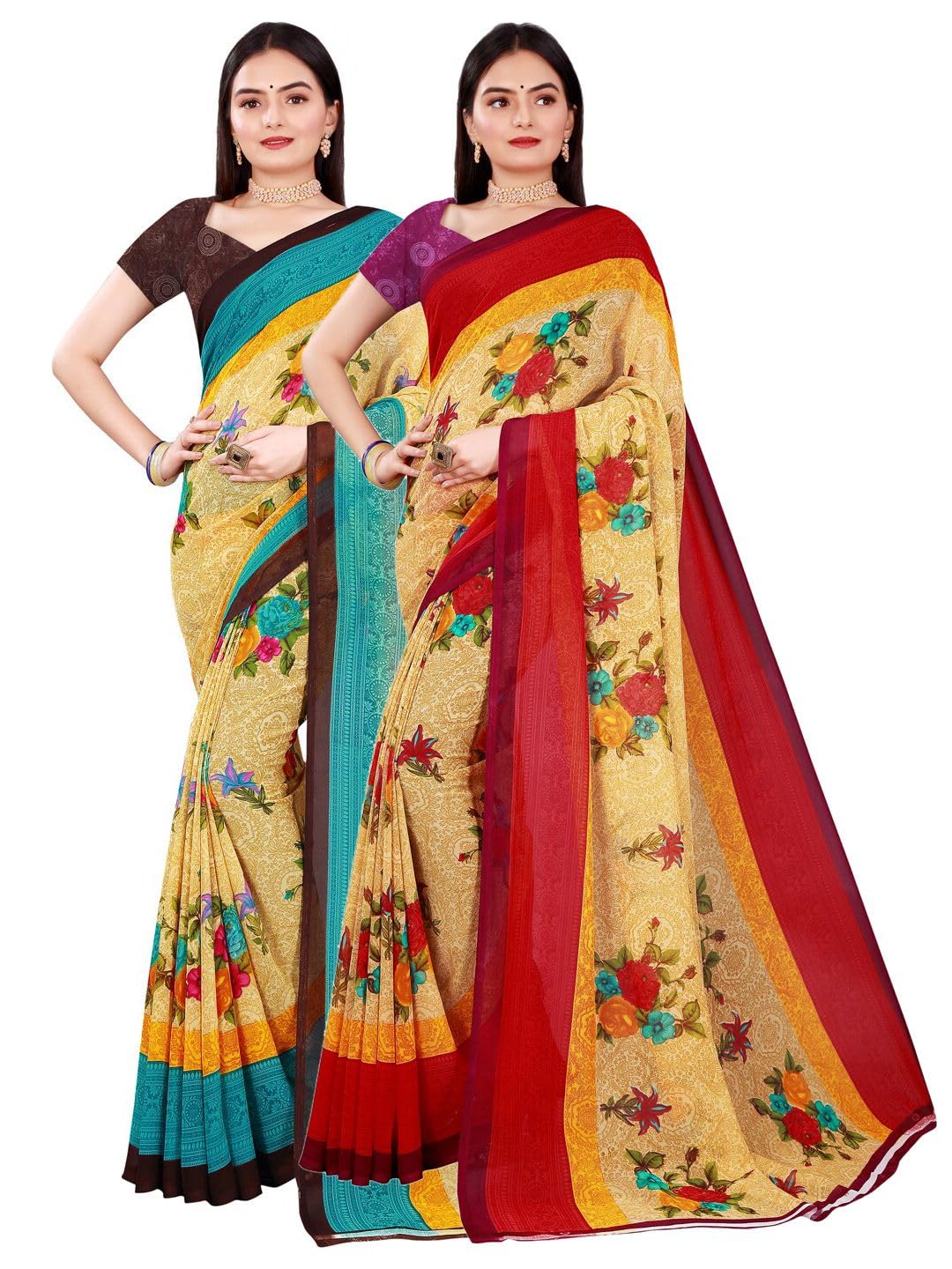 Damskie pomarańczowe sari - 18472590-CVO