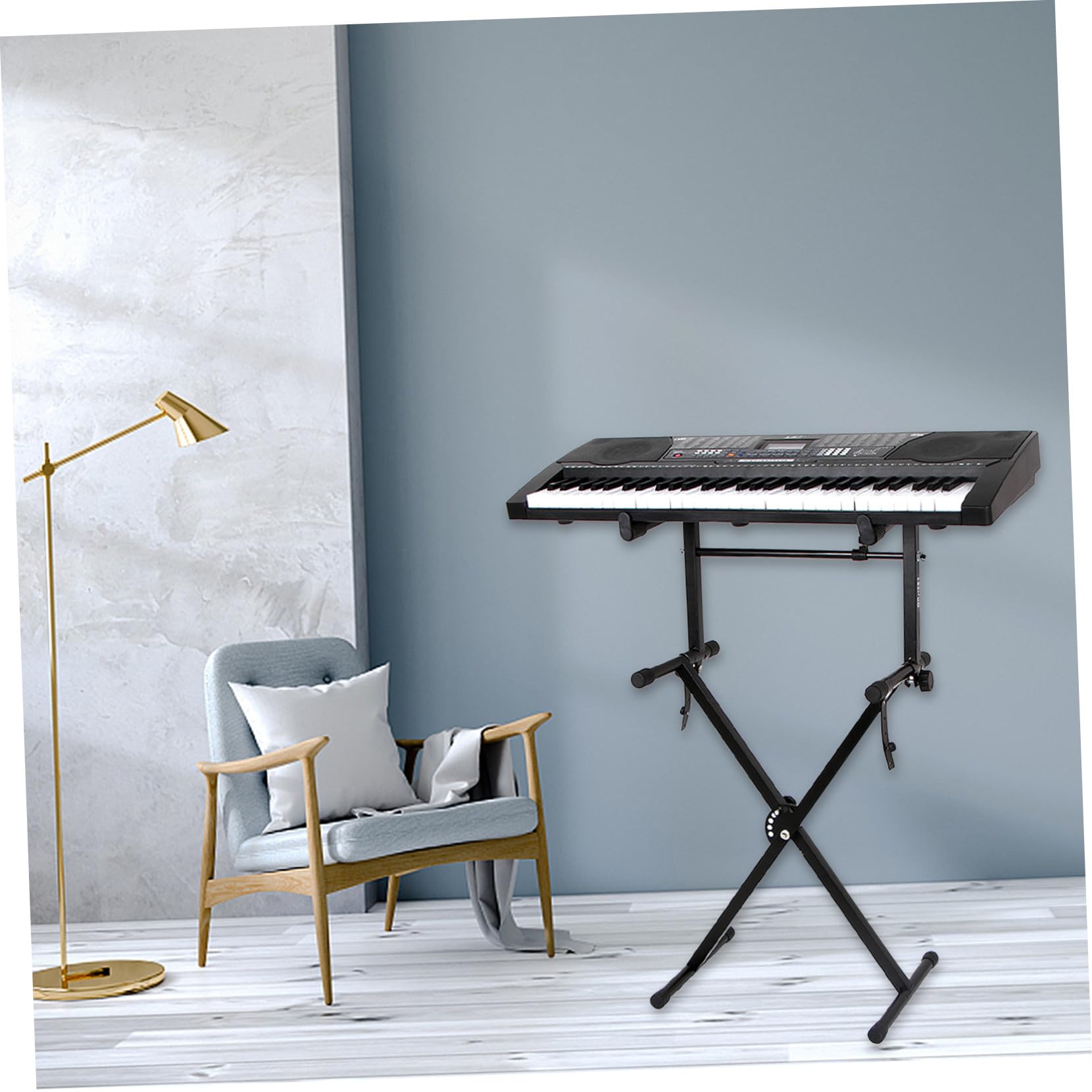Supporto Tastiera Elettronica Altezza con Protezione Antiscivolo e Gomma Doppio Tubo per Pianola e Tastiera Musicale Portatile per Casa