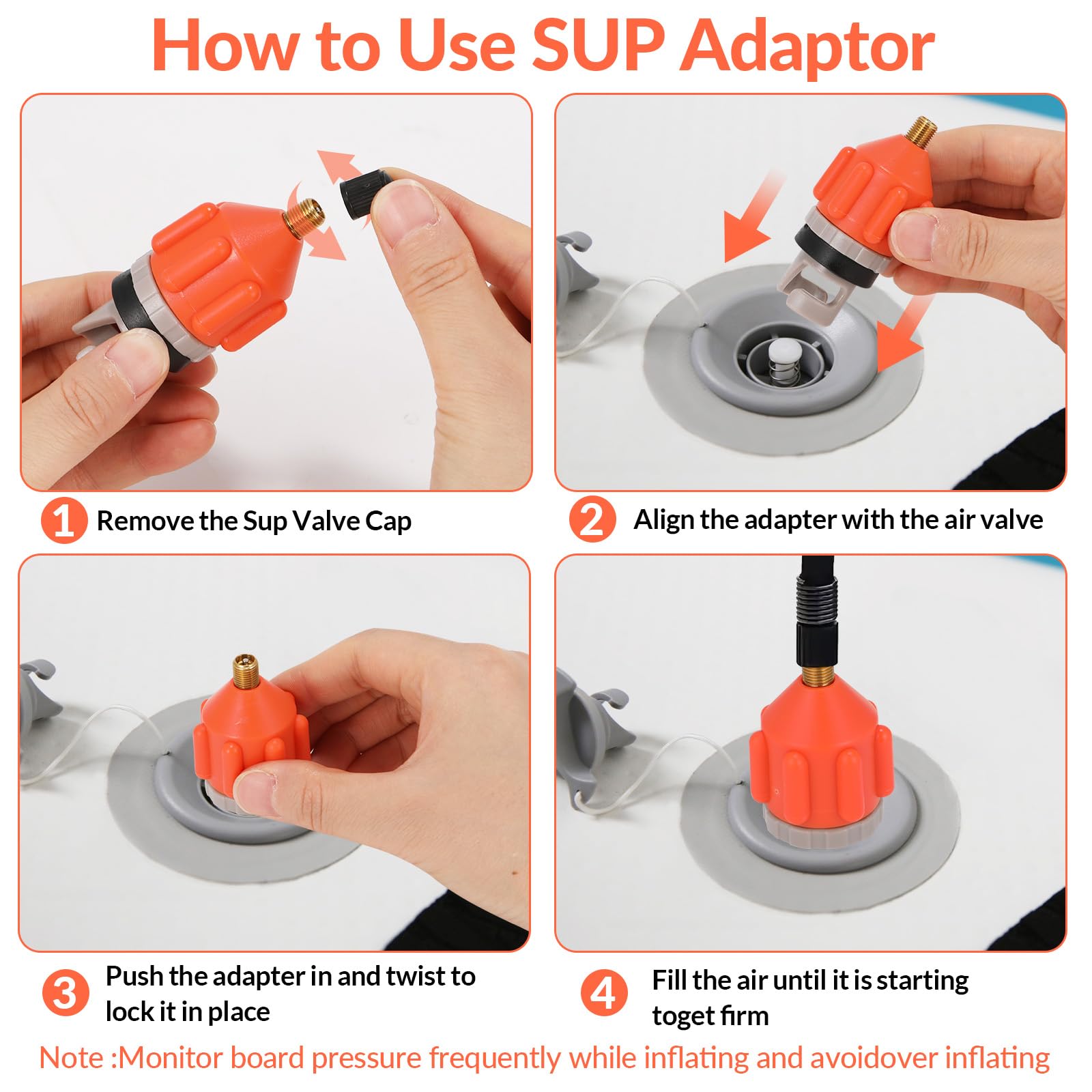 Adattatore Pompa SUP, Adattatore per Pompa Gonfiabile, SUP Adattatore per Valvola con 5 Ugelli Gas, Adattatore per Kayak per Imbarcazione Gonfiabile, Stand Up Paddle Board