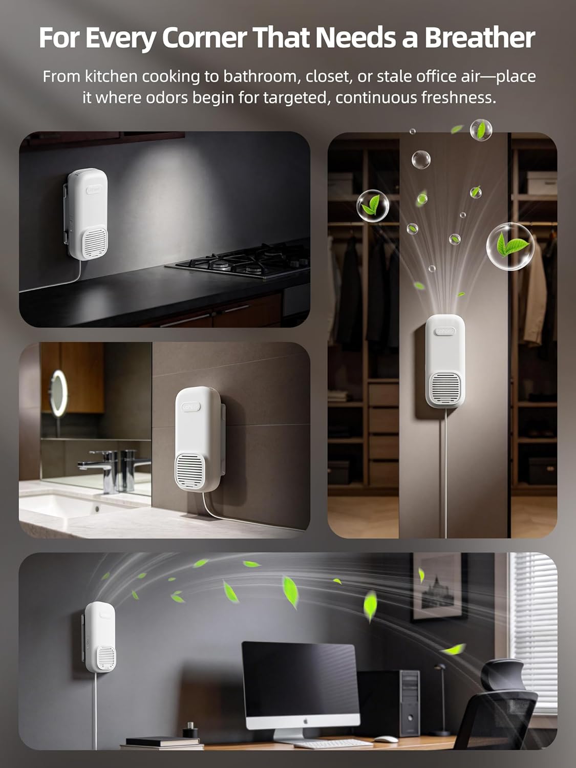uahpet Air Ionizers for Home, Negative Ion with Nano & Fan-Powered, Triple Deodorize, Plug In Air Purifier for Cook, Smoke & Bathroom Odors, Air Freshener for Kitchen, Bedroom, Office, Garage