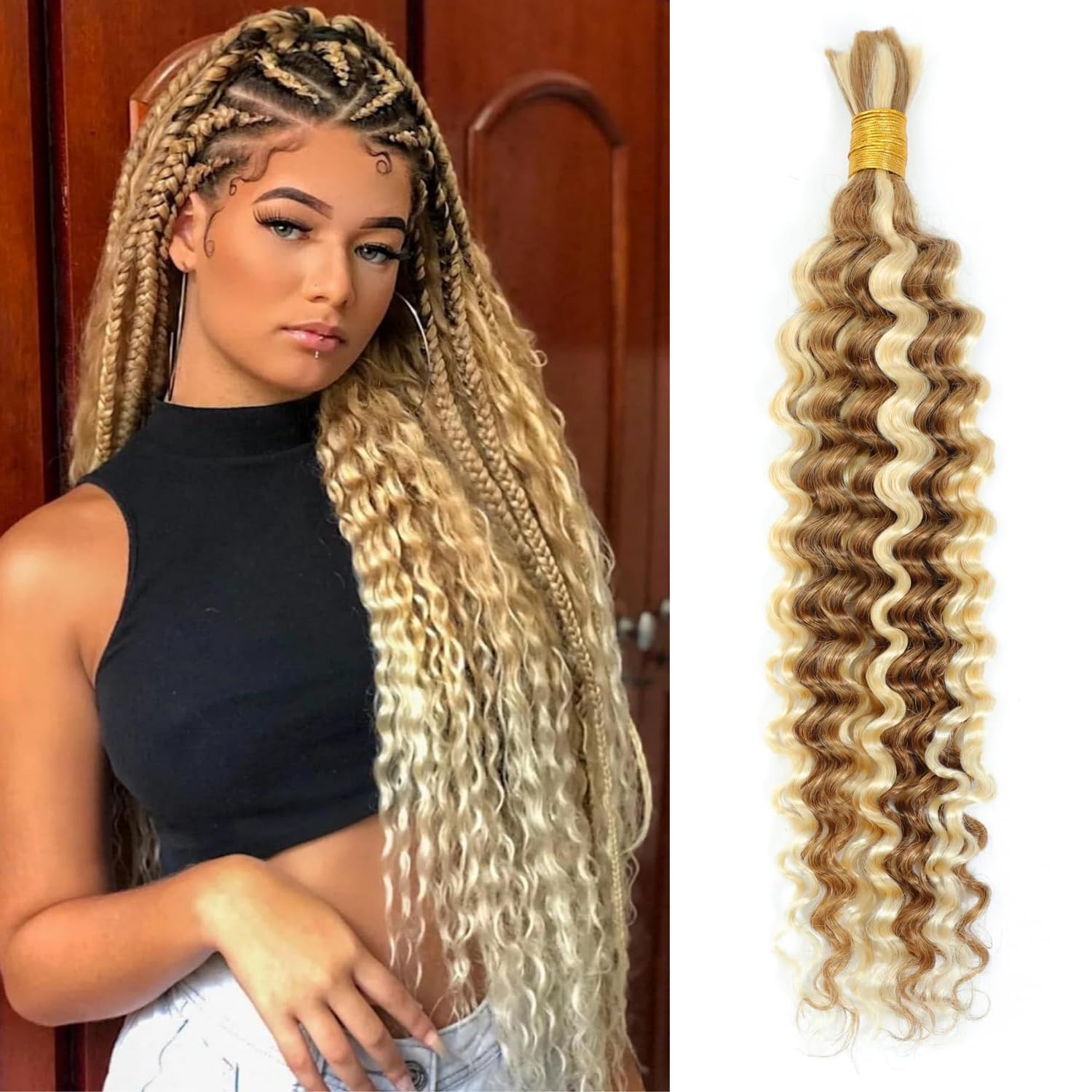 Hair for Boho Braids (Deep Wave P27/613#, 20Inch 100g(50gx2Bundles))