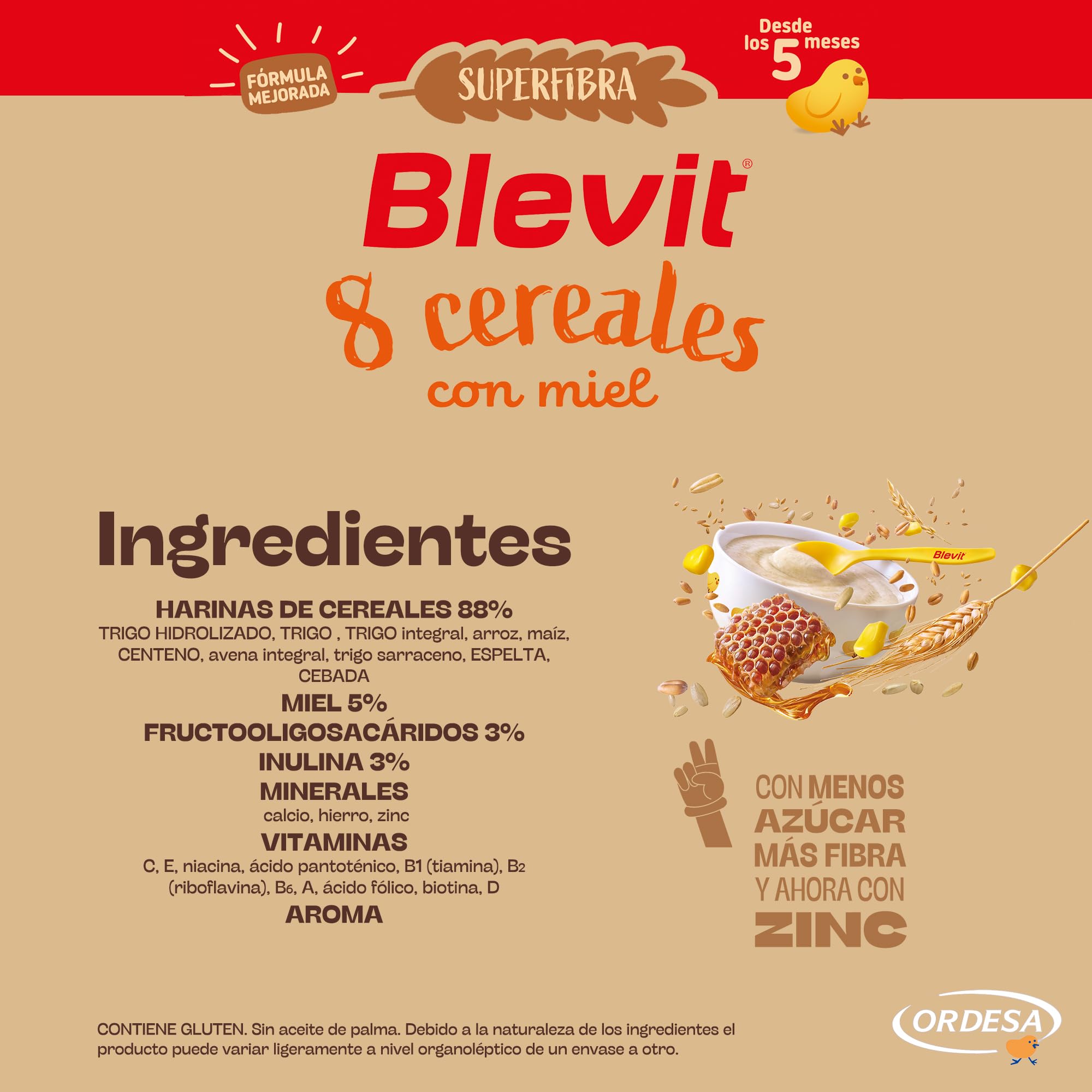 Blevit Superfibra 8 Cereales con Miel 500g Papilla para Bebé 5 Meses