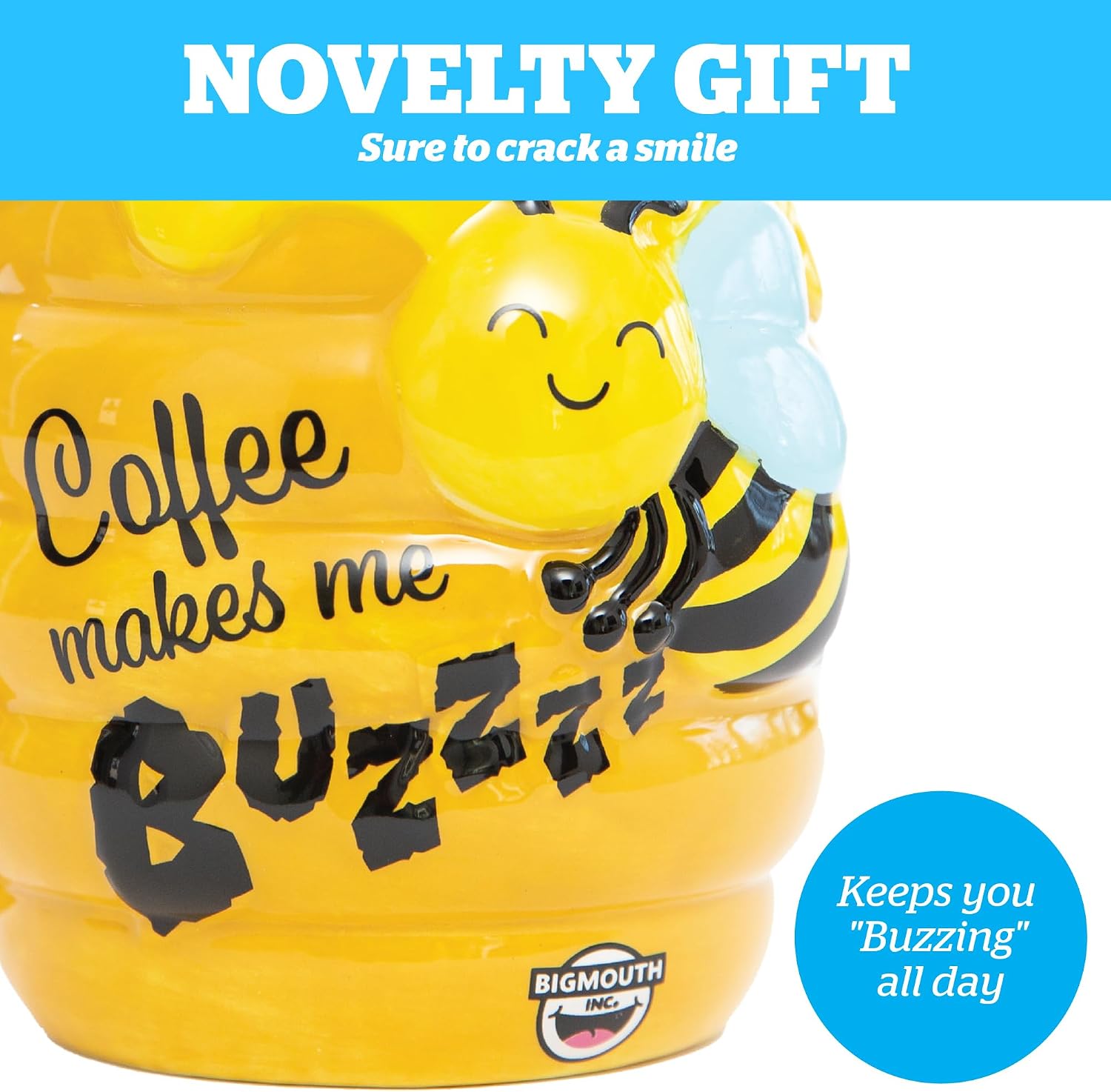 BigMouth Inc Buzz-presso Mug - Funny Coffee Mug in Honeycomb Shape - Cute Mugs for Women, Men, and Kids - Cool Cup Gifts for Adults image 5