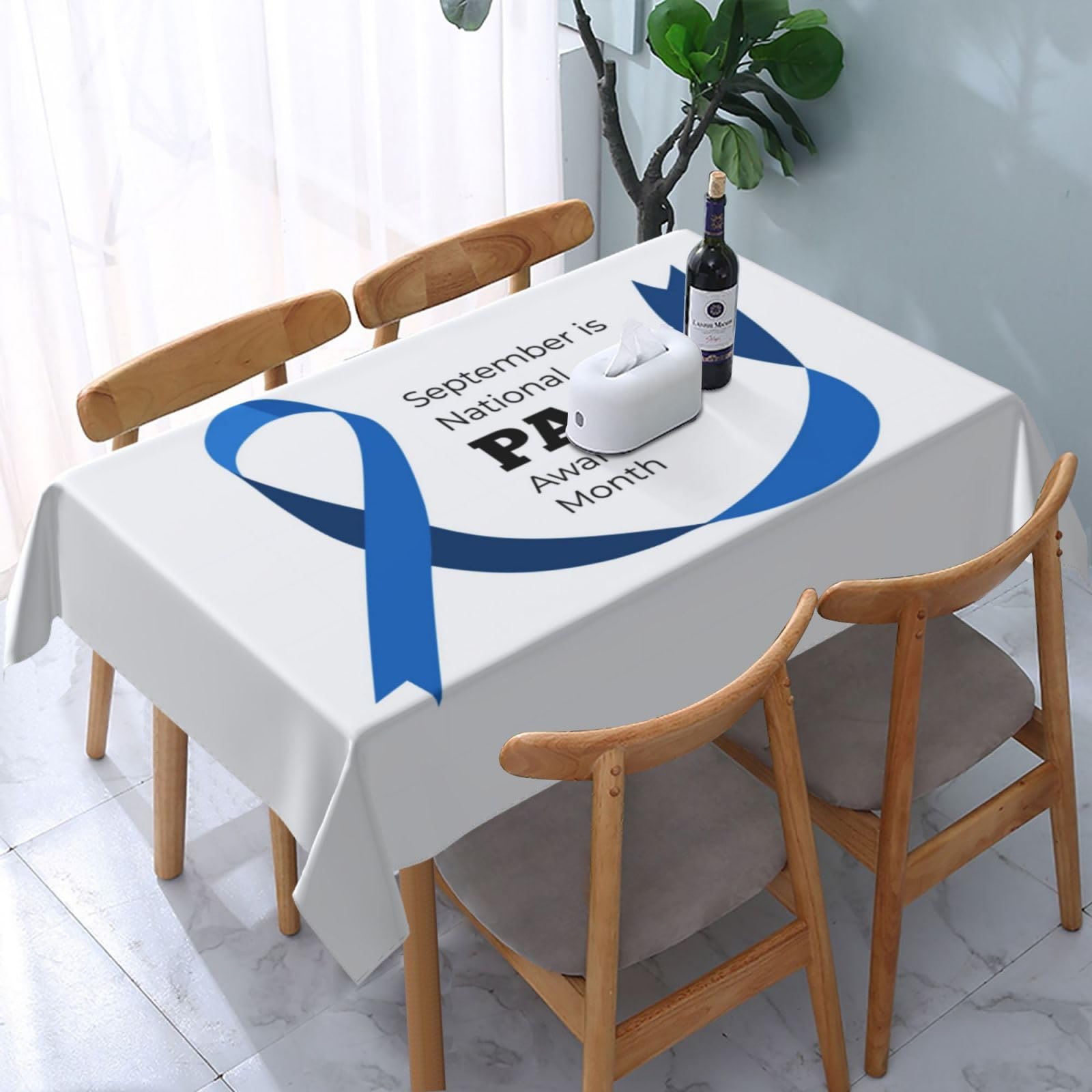 JunHeArt Pain Awareness Month Tablecloth Rectangle Table Cover Washable Table Cloths Decor For Kitchen 54" X 72"