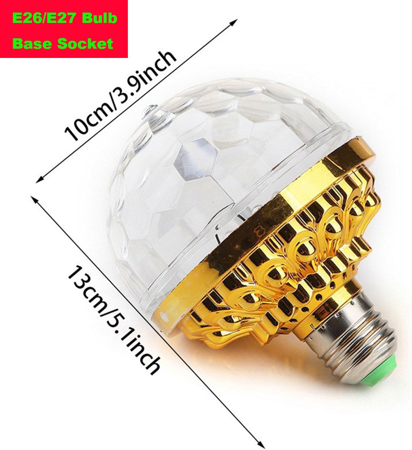 Rotating Magic Ball Light Colorful Disco Light Bulb, AC 85-265V E26/E27 Magic Ball RGB Multi-Colored LED Stage Lights for Home Parties Dance (6 Pack)