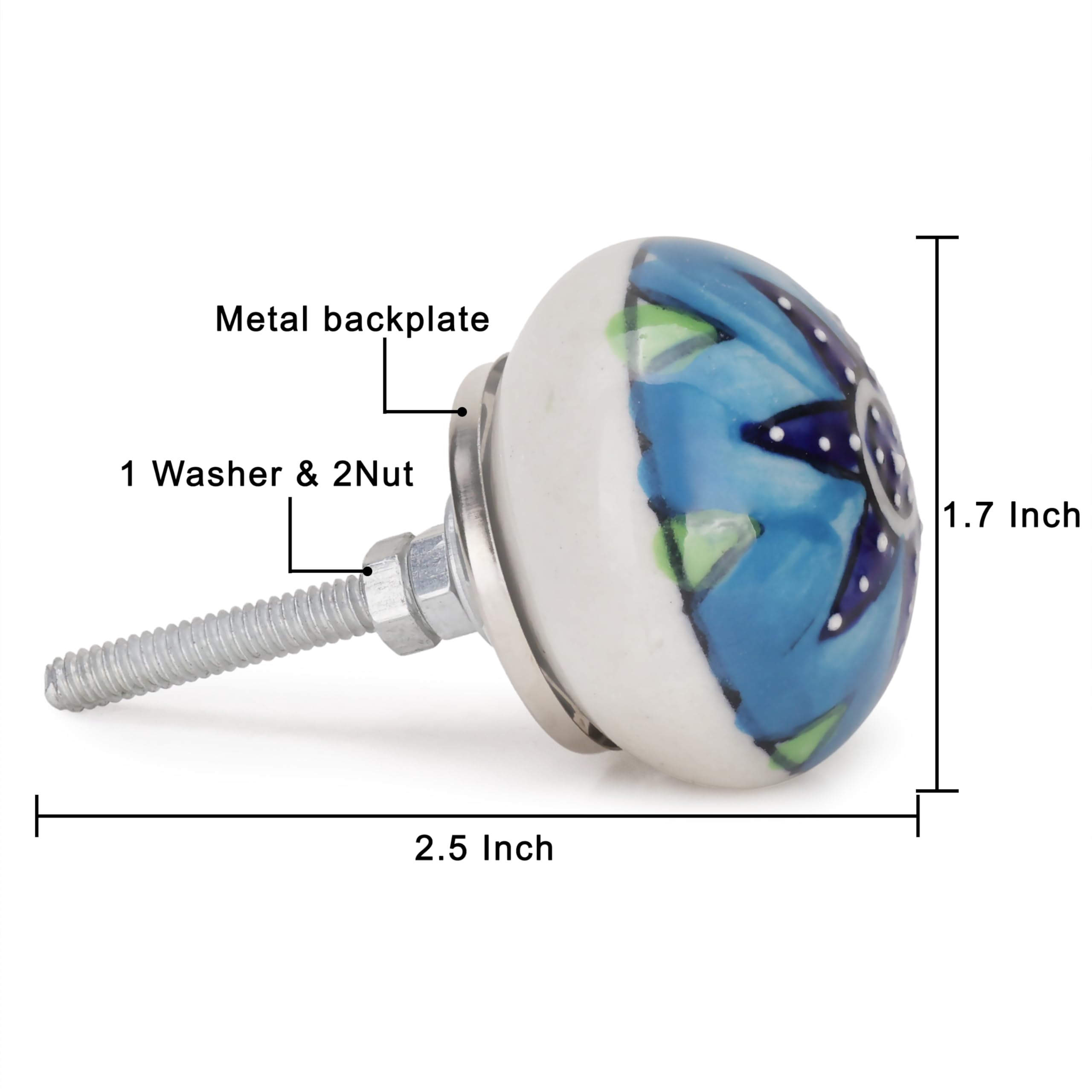 Ceramic Cabinet Drawer Pull /Knobs Hand Painted / Multi Color /Use For Cupboard And Wardrobe Door/ Set Of 10