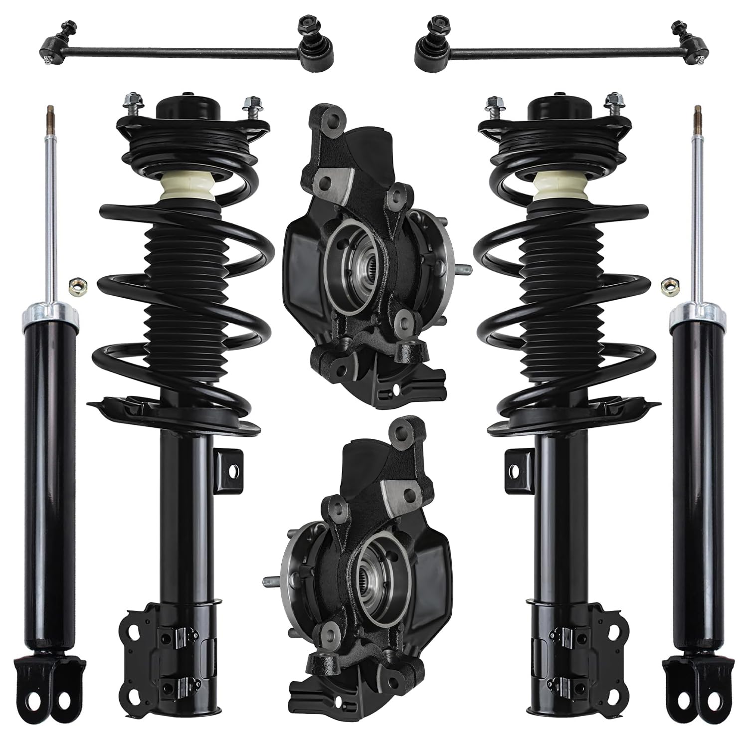 Detroit Axle - Front Steering Knuckles &amp; Wheel Hub Bearings Struts