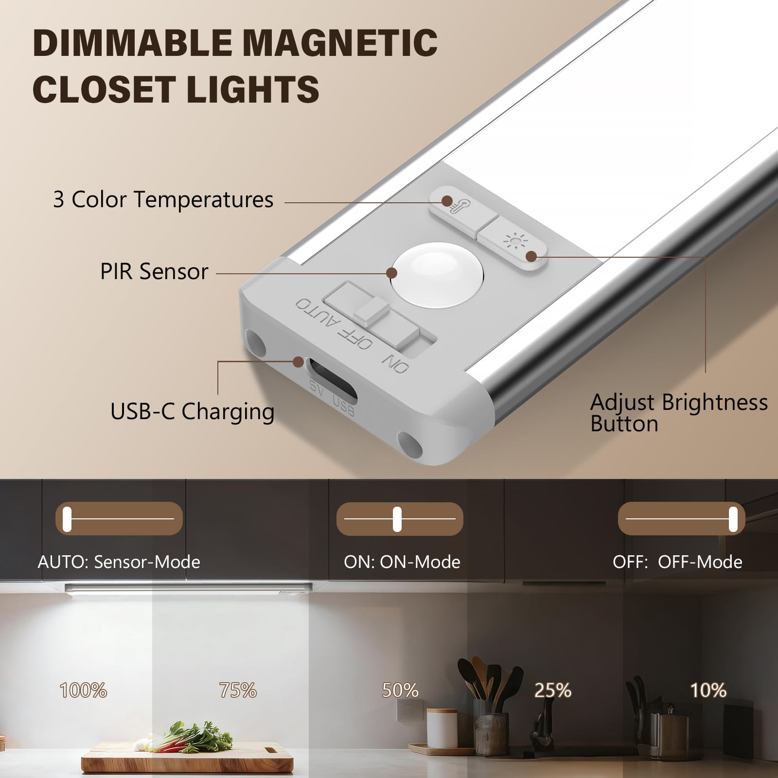 Illuminazione per armadio da incasso da cucina a LED sensore di movimento