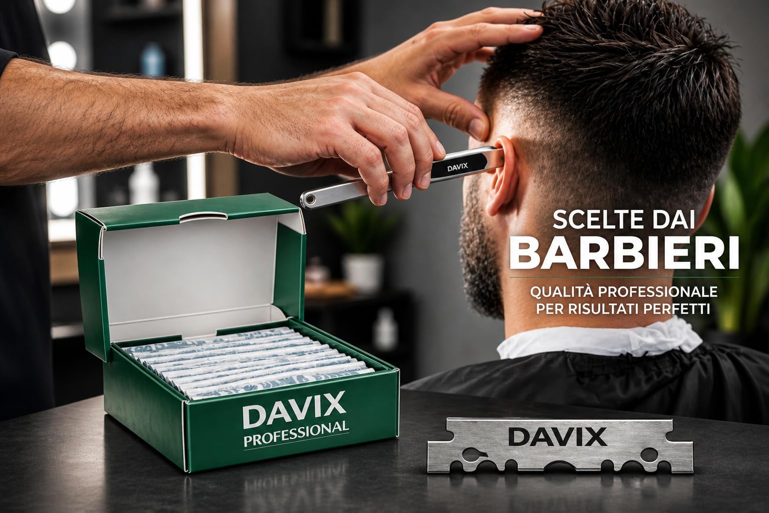 500 Davix Blades (5x100) - Professional Half Blades for Freewheel Razor, Stainless Steel, Precise Cut, Anti Irritation - 5