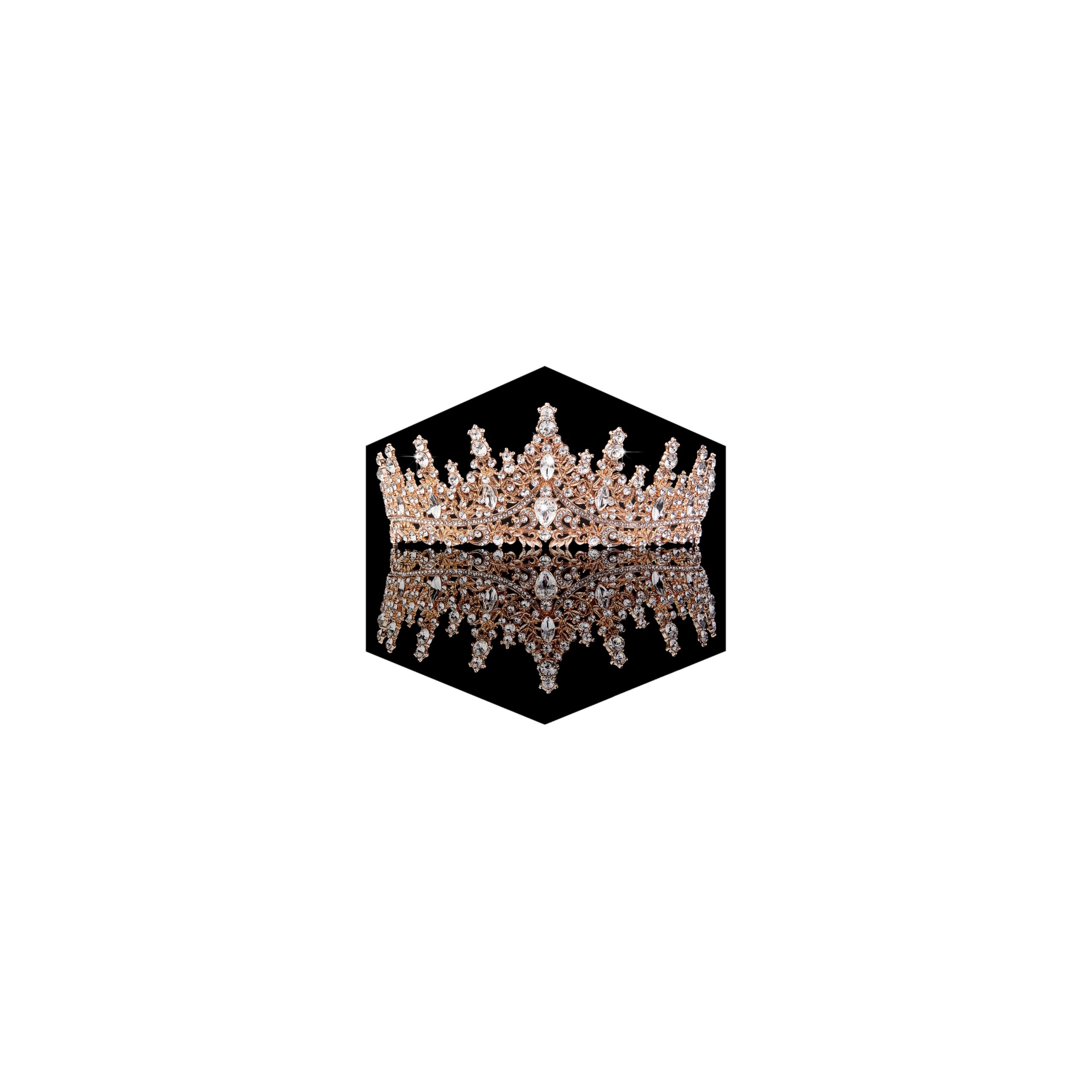 Fesciory Birthday Crown for Women, Gold Plated Crystal Tiara with Sash