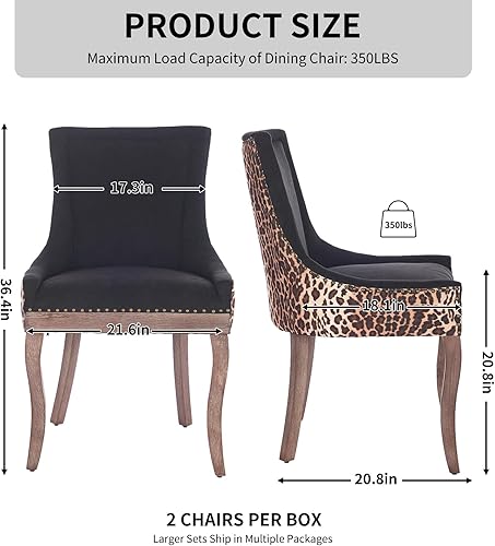 Miniatura 3 de Sillas de Comedor - Juego de 6 sillas de comedor modernas, tapizadas de tela con respaldo alto con ribete de cabeza de clavo y patas curvadas de 09