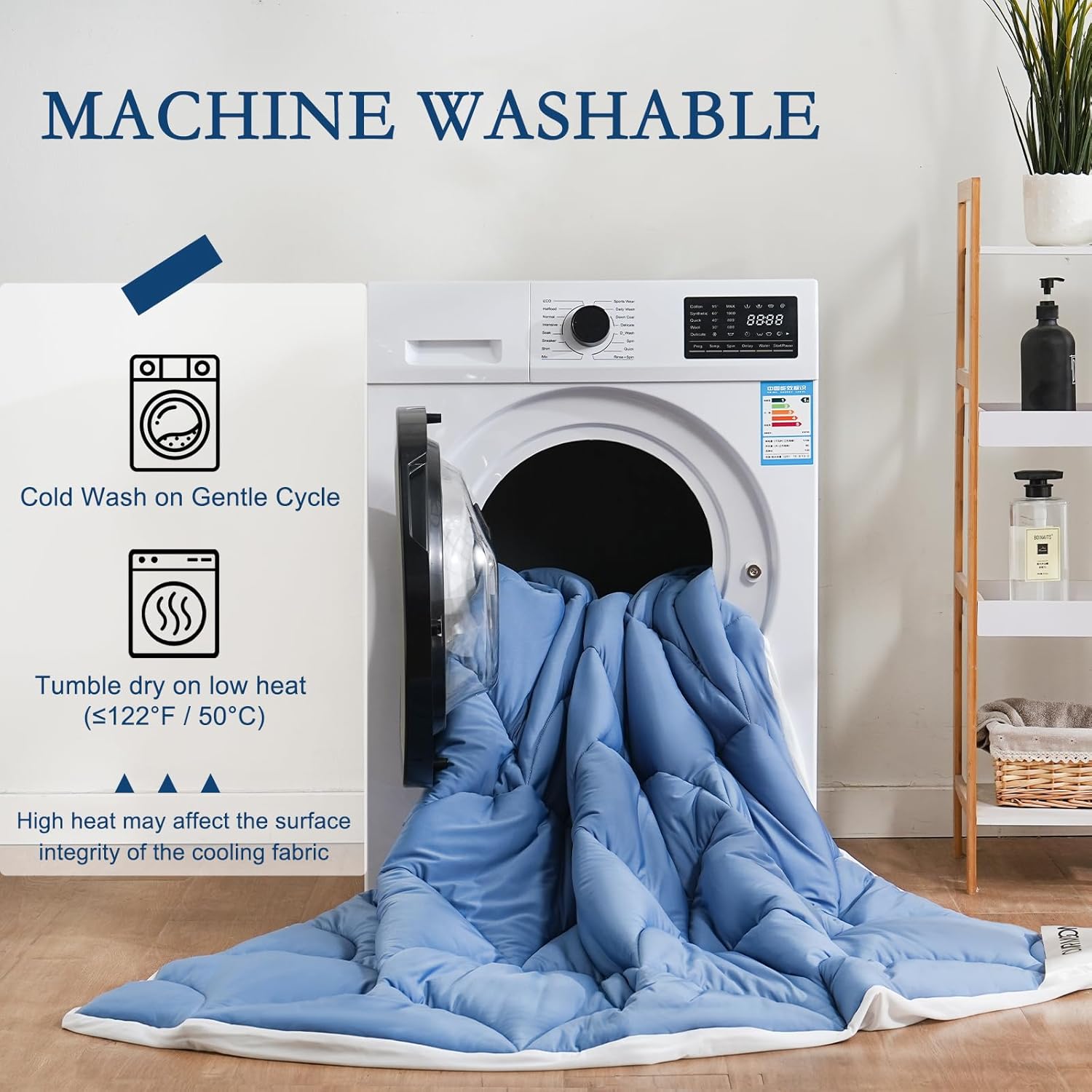 YOUR MOON Queen Size Cooling Mattress Pad, Cool Mattress Topper for Hot Sleepers, Soft Breathable Noiseless Pillow Top Cover, Quilted Fitted Bed Pad for 8''-16'' Deep Pocket, 500GSM (Sea Blue)