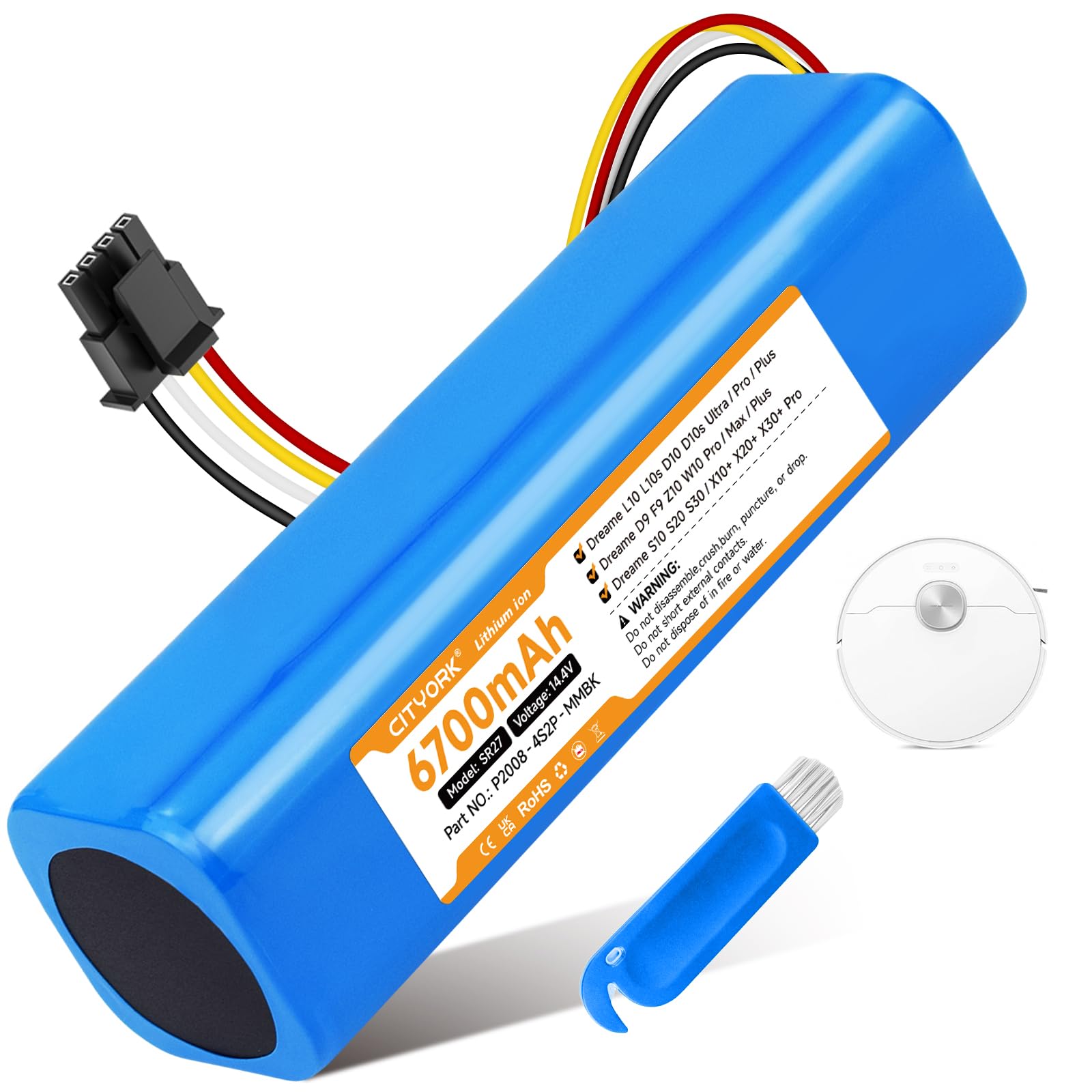 CITYORK 14.4V 5600mAh Replacement Lithium Battery for Mi Robot Mijia 1st and 2nd Generation, Roborock S50 S51 Robotic Vacuum Cleaner