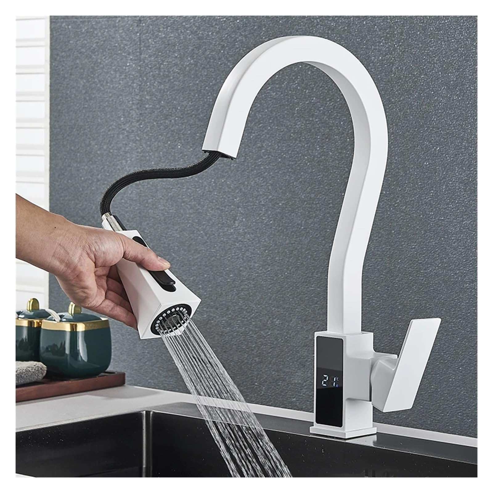 Robinet de cuisine extractible avec affichage température mitigeur