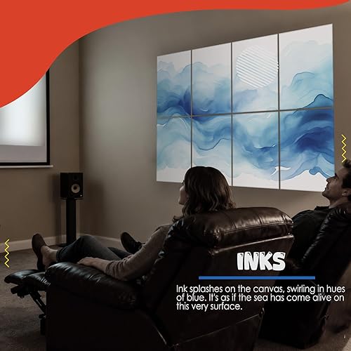 Miniatura 7 de Paquete de 8 paneles acústicos artísticos con autoadhesivos, arte acústico de pared de 48 x 32 pulgadas, mejores paneles decorativos a prueba de