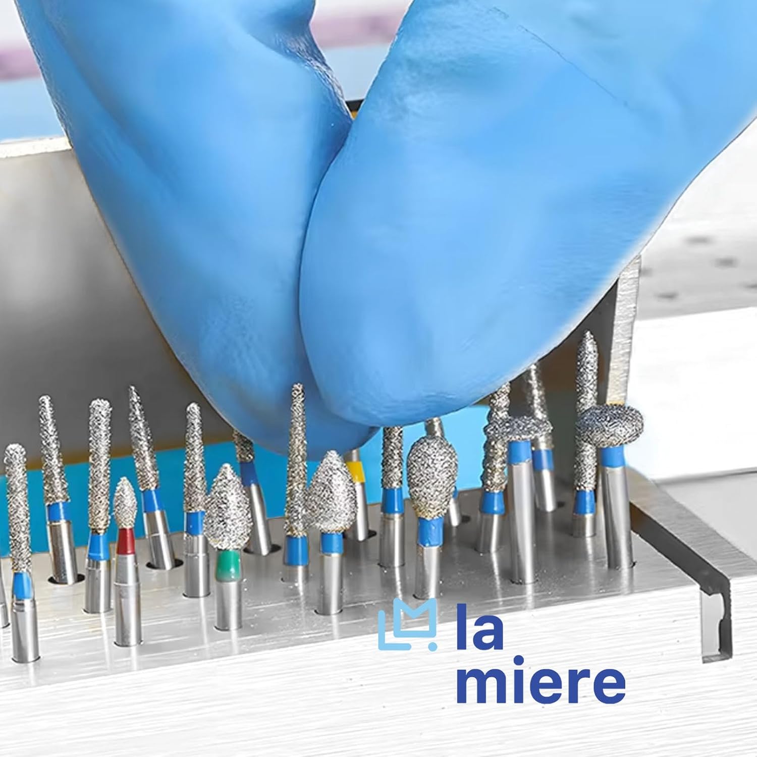LA MIERE Dental Bur Blocks Autoclavable, Disinfection Diamond Burs Drill High Speed Block Aluminum Opening Box Dentist Tool - Silver