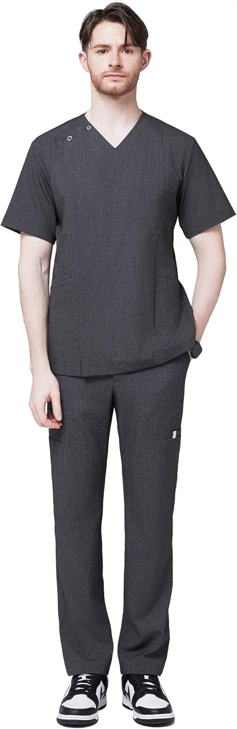 Men's Front Zipper Scrub Top
