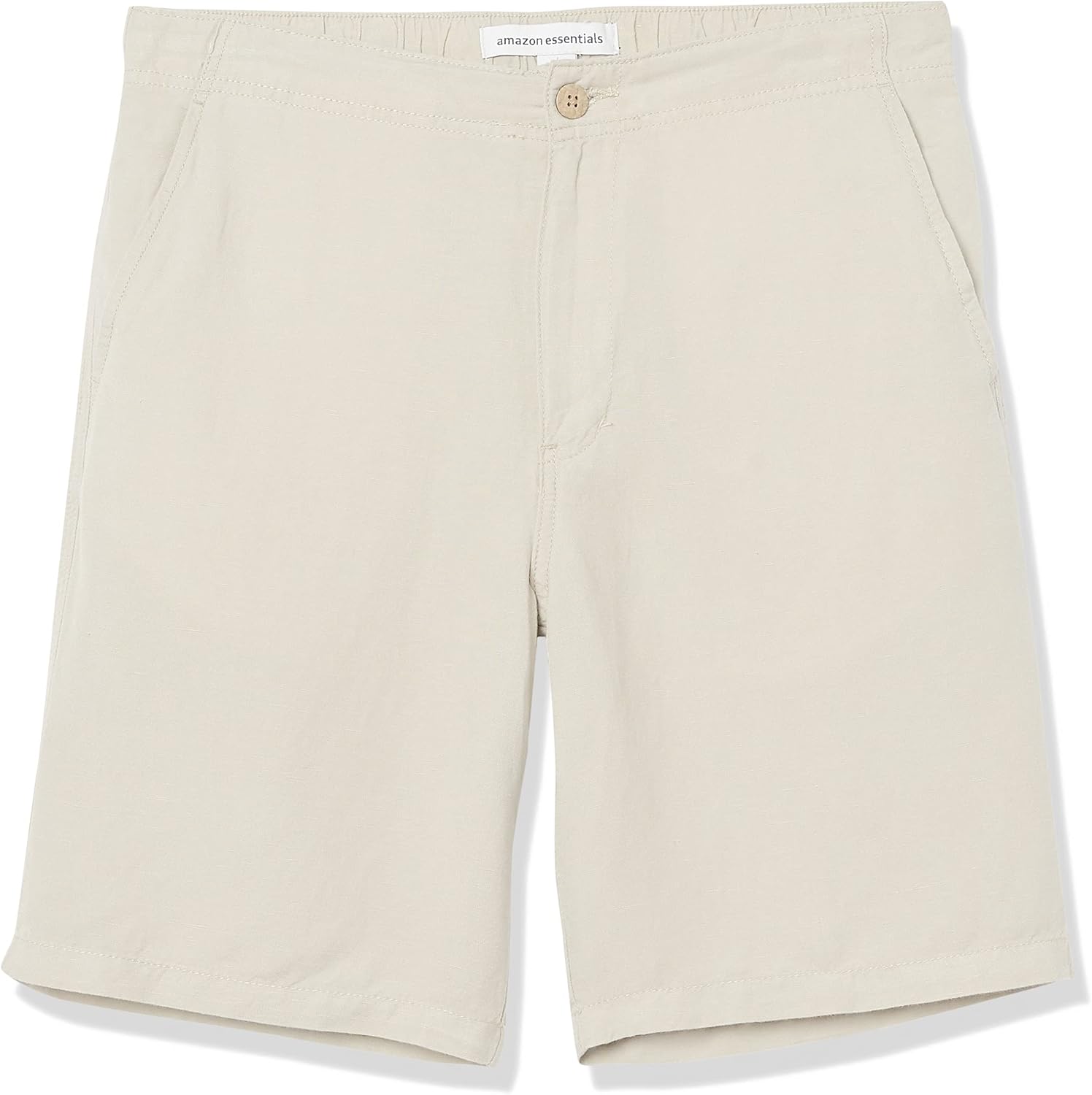 Amazon Essentials Men's Classic-Fit Flat-Front 9" Linen Short Medium Light Beige