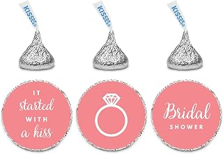 Andaz Press Chocolate Drop Labels Trio, Fits Kisses, Wedding Bridal Shower, Coral, 216-Pack