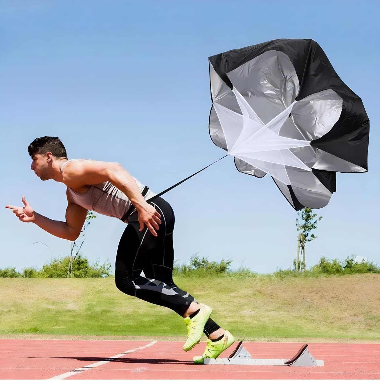Paracadute di Resistenza,Paracadute da Corsa Ciclismo Calcio,Speed Resistance Ombrello Training,Paracadute a velocità 56 Pollici per Calcio Allenamento per la velocità