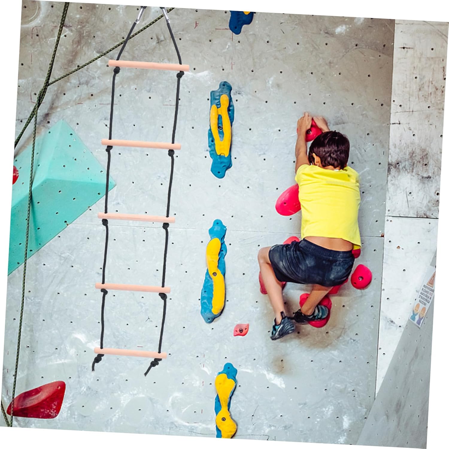 Climbing Wooden Ladder for Boy Girl Outdoor Swing Rope Ladder Toy for Backyard Treehouse Dexterity and Strength for Boys and Girls