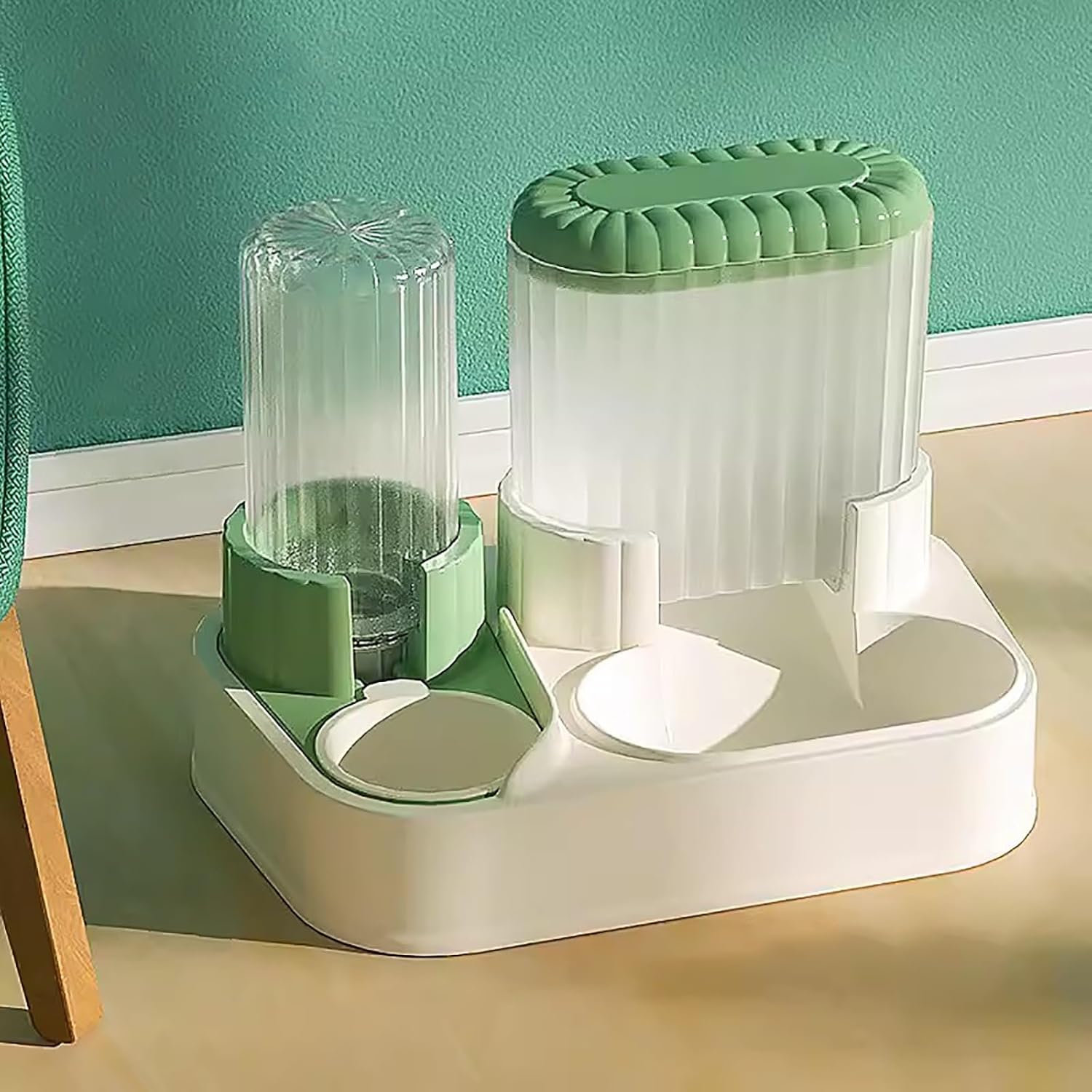 Dog Dishes for Small Dogs, Pet Food Bowl, Pet Supplies, Cat Food Bowl, Cat Bowl Double Bowl Pet Drinking Water (Color : Green)