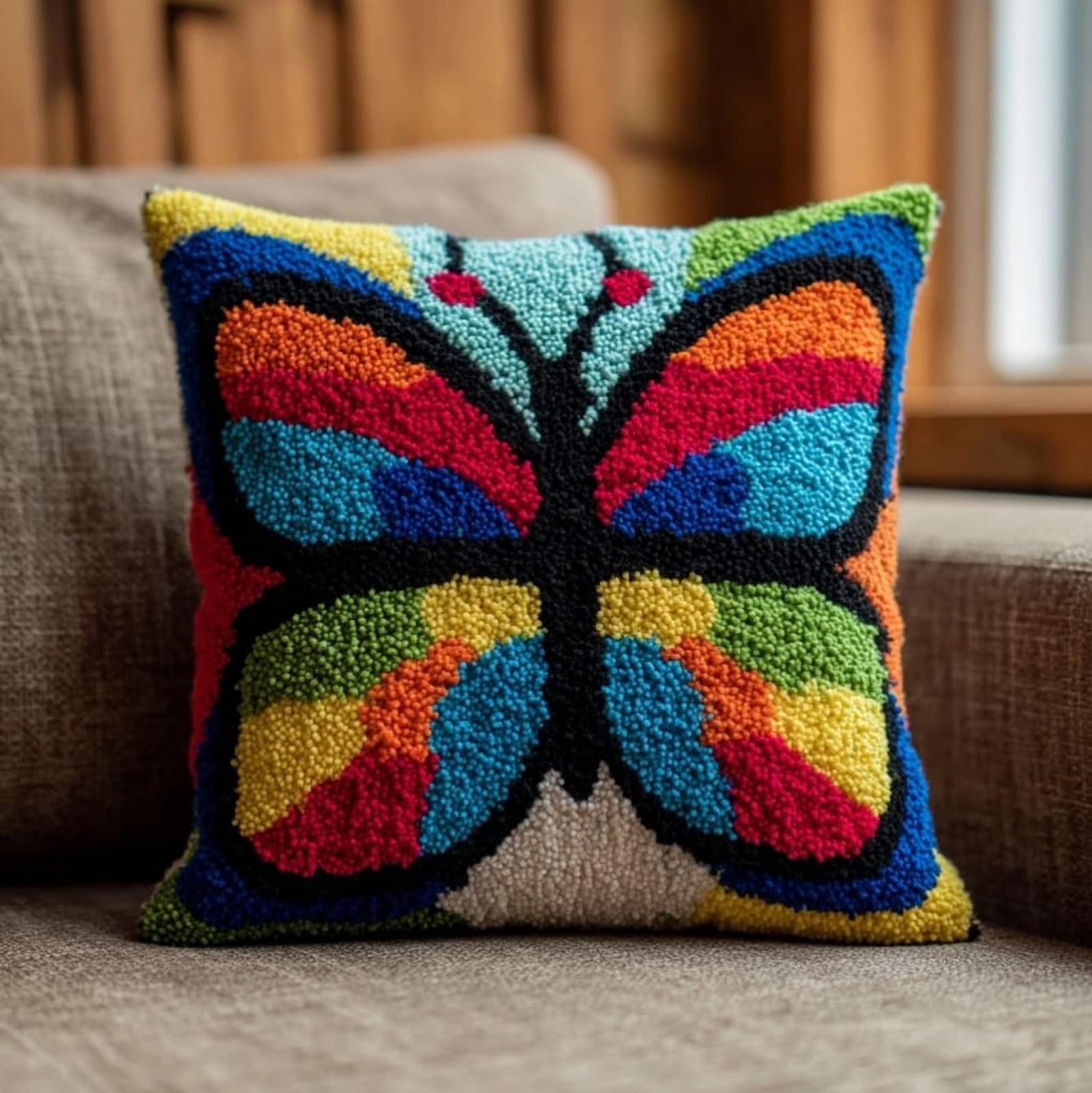 AxiangziK Latch Hook Cushion Kits for Adults,Colorful Butterflies