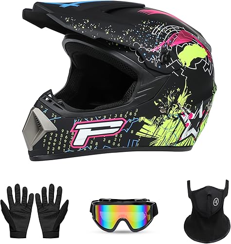 Casco de motorcross, casco de bicicleta de montaña todoterreno, casco de motocicleta juvenil, casco unisex de cara completa, cómodo y ligero, juego