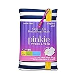 First Period Pinkie Prep - Pouch with 4 Ultra Thin Organic Cotton Topsheet Pads - Mini, Small and Regular Size Pads with Wings - Grab-n-Go Period Travel Kit - Fragrance and Chlorine-Free