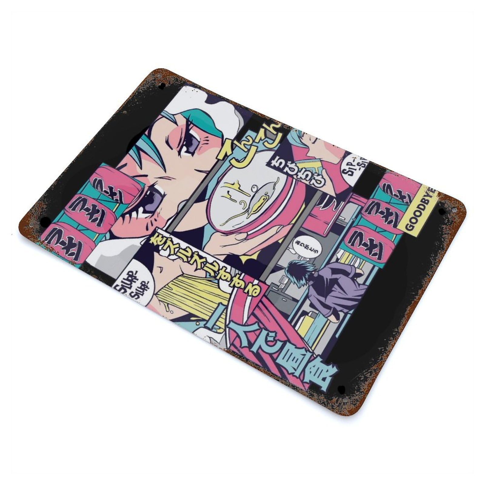 Anime Girl Vaporwave Comic Decorative Tin Sign 11.8"x7.9", for Bistro, Counter And Cafe Decor, Classic Wall Plaque