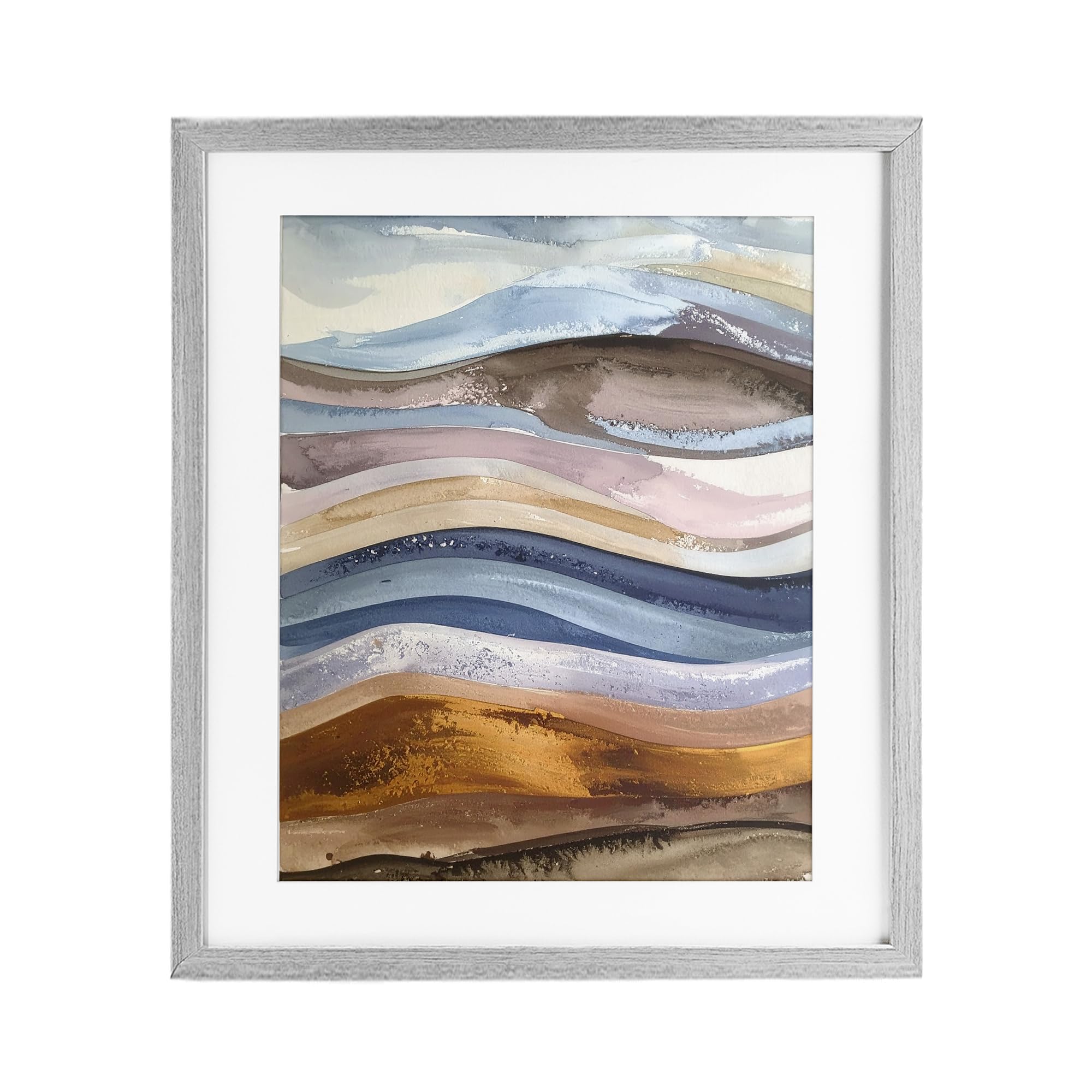 Stupell Industries Layered Ocean Horizon Waves Abstract Ocean Flow Layers, 17 X 21 Inch Framed Print Under Glass