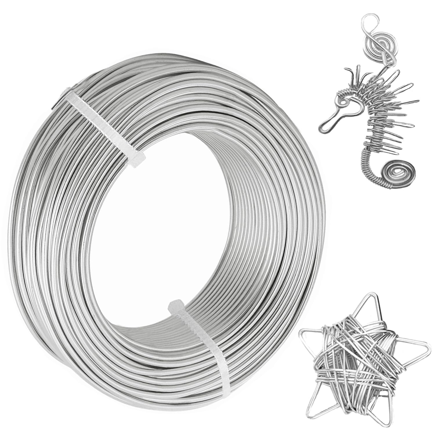 18 Gauge 1mm Aluminum Craft Wire,180 Feet Bendable Metal Wire, Wire for crafting for Sculpting, Bike Modelling Skeleton Crafting Floral Making, Jewelry Making (1mm-Silvery-55Metres)