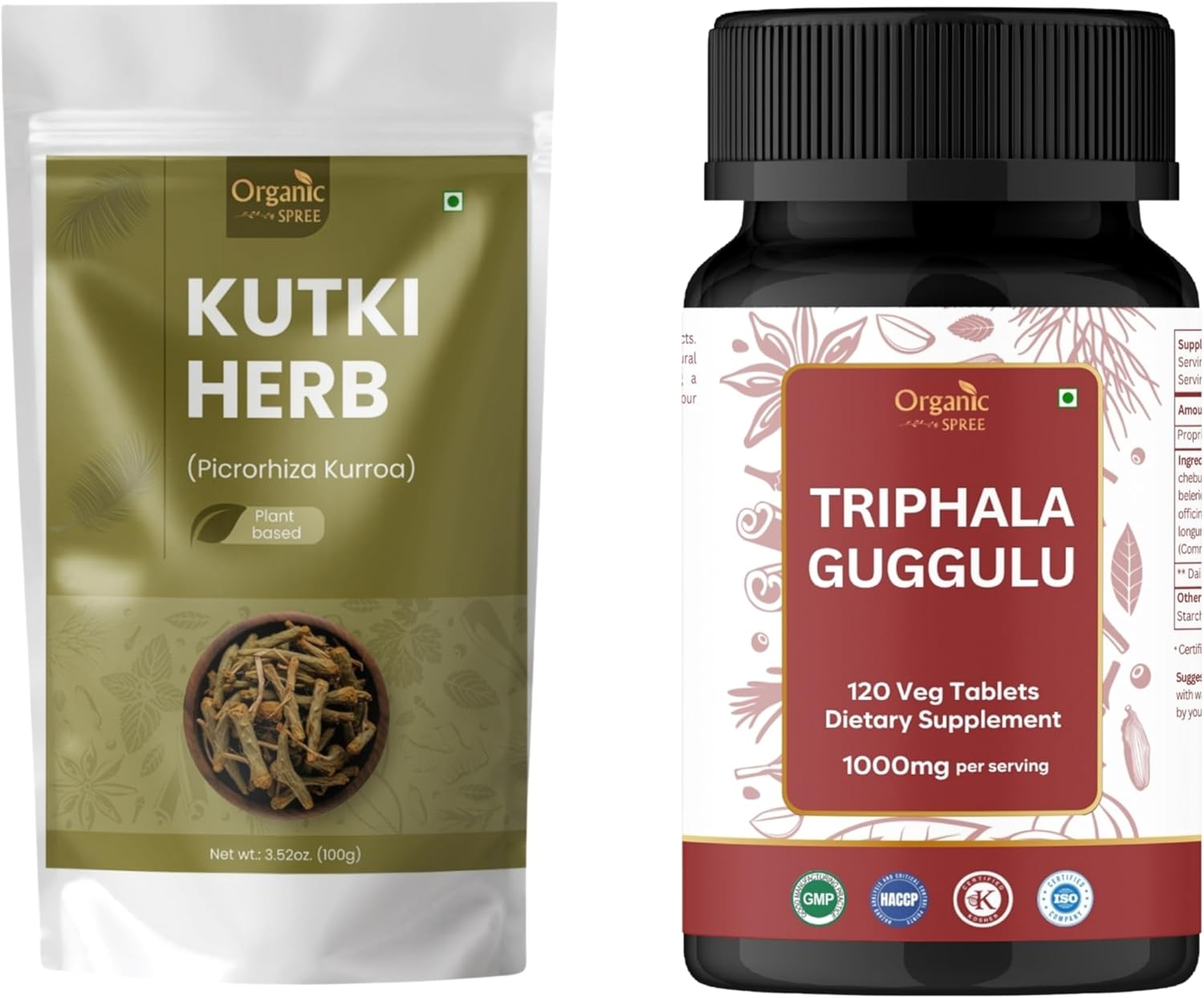 ORGANIC SPREE Kutki Herb & Triphala Guggulu Supplement – 100g & 120 Tablets