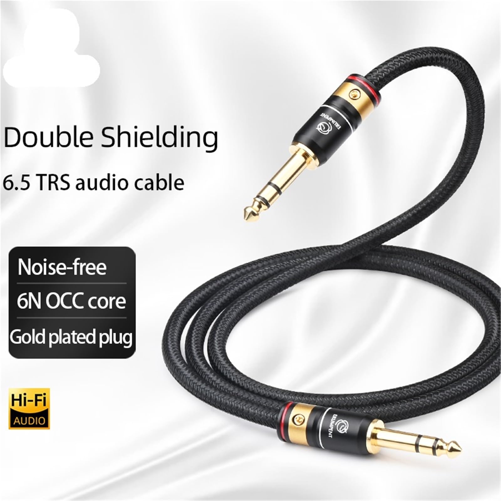 HiFi 6,5 mm TRS kabel do instrumentów gitarowych, wzmacniacz gitarowy elektryczny, rdzeń 6N, 6,35 mm (1/4), wtyczka stereo TRS na wtyczce, kabel audio (3 m)
