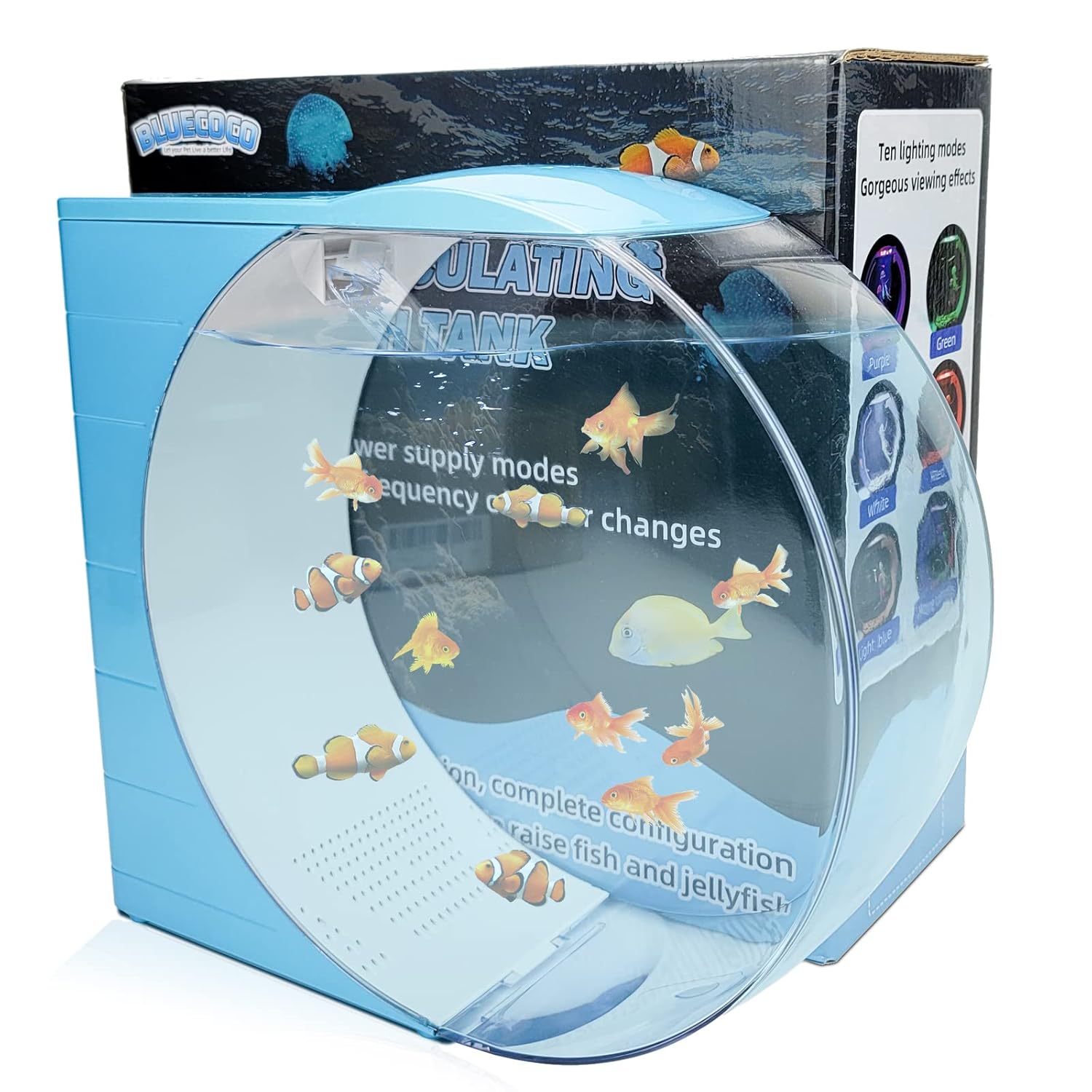 Bluecoco 2.6 Gallon Betta Aquarium Kit Fish Jellyfish Tank with Water