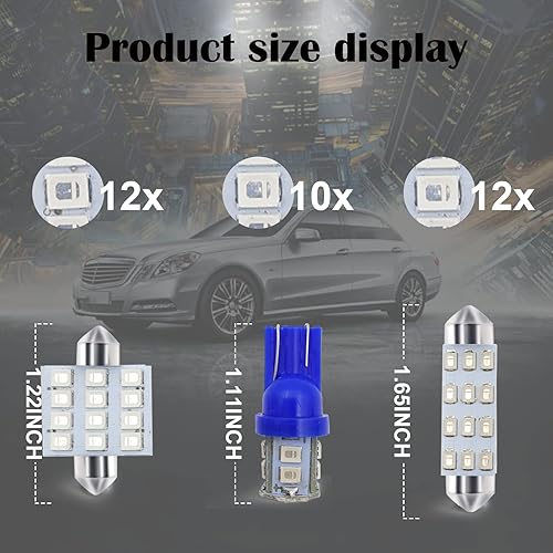 Miniatura 2 de stymart Juego de 24 luces interiores de automóvil, juego de bombillas de cúpula para automóvil, T10 de 1.220in, 1.614in, bombillas LED de repuesto