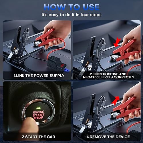 Miniatura 2 de EC5 - Abrazaderas de arranque inteligentes con pantalla LCD, probador de batería de coche de 12 V y cables de refuerzo - Abrazadera resistente para