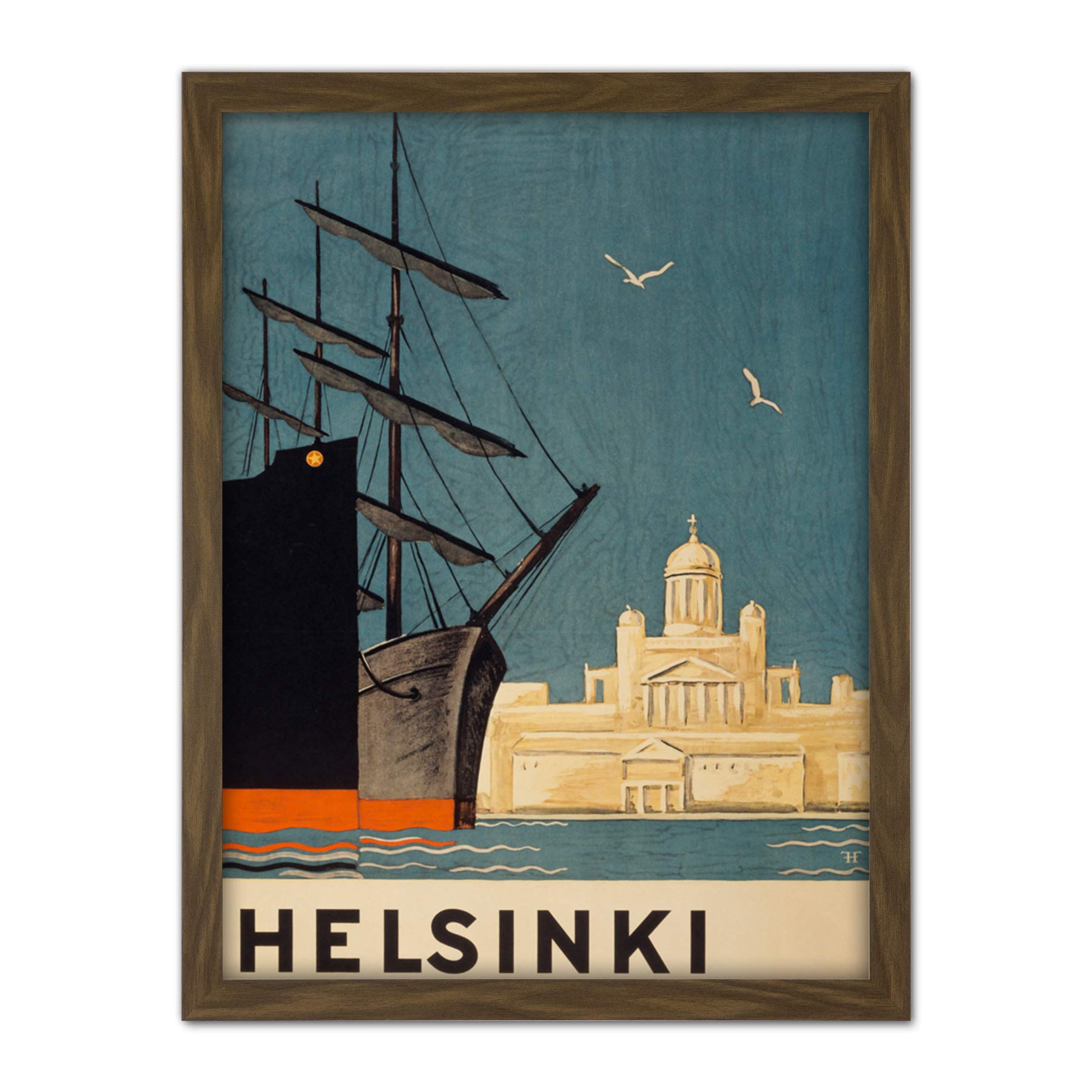 Wee Blue Coo Finland Helsinki Cathedral Ships Artwork Framed Wall Art Print 18X24 Inch