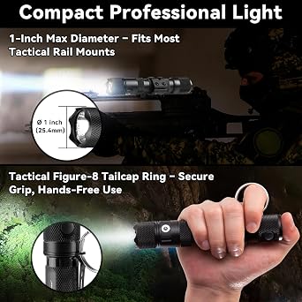 PowerTac E9R G4 Tactical Flashlight 2550 Lumen Rechargeable LED Flashlights Bright IPX8 Waterproof Light for Camping EDC