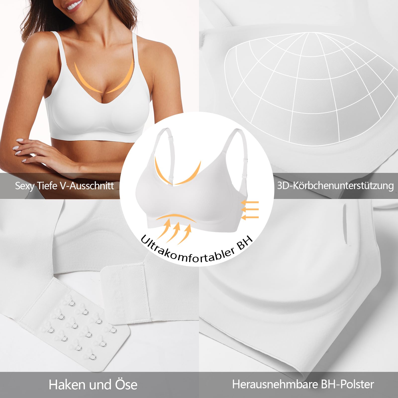 Vertvie Nahtloser BH Damen Bügel Gepolstert Soft Tshirt Bra Seamless Bequem