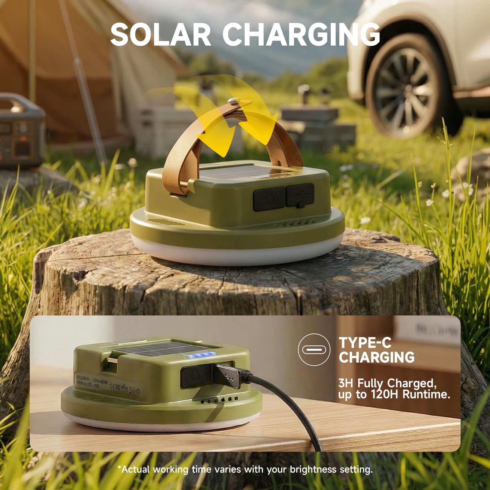 Solar Camping Laterne Wiederaufladbar mit Fernbedienung, 2400LM LED Zeltlicht 15000mAh Bis zu 120 Stunden Lebensdauer, Outdoor Wasserdichte Solarlaternen für Stromausfälle, Notfall, Camping, Wandern