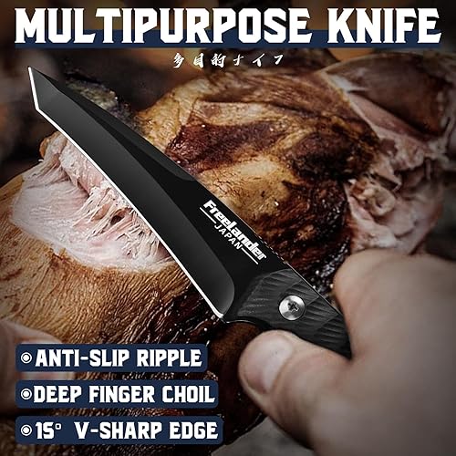 Miniatura 5 de Freelander Juego de cuchillos de carnicero de 3 piezas para cortar carne, juego de cuchillos de chef afilados aptos para lavavajillas con bolsa de